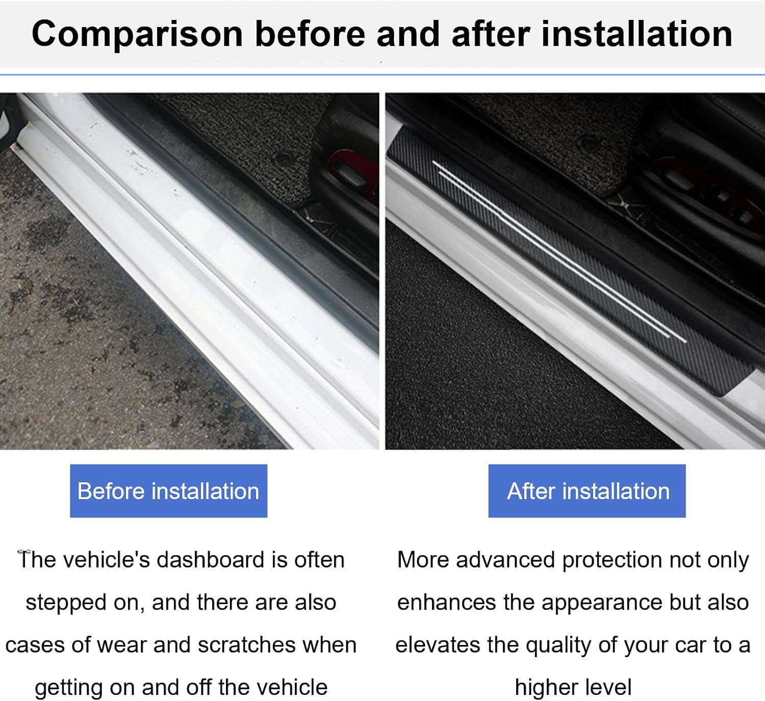 4 Stück Auto Einstiegsleisten Schutz für BYD Seal U ab 2024, Auto Tür Kohlefaser Schritt Platte Abdeckung Lackschutzfolie, Anti-KratzTrim Scuff