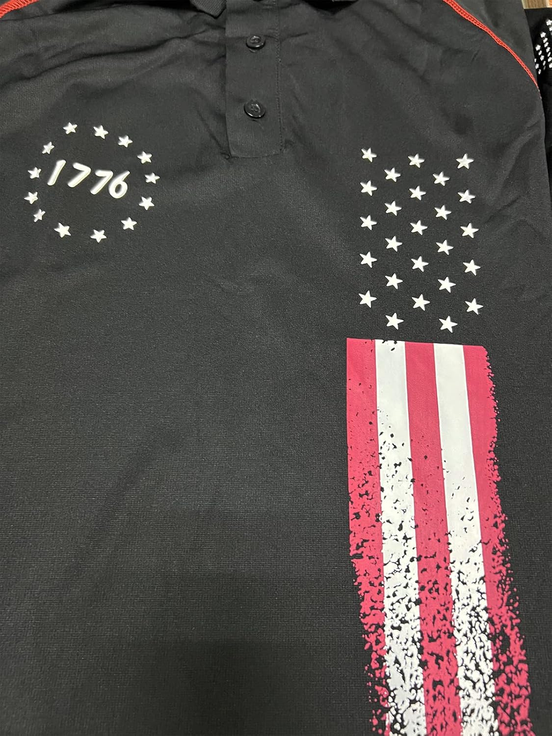 HARGLESMAN Mens American Flag Long Sleeve Polo Shirt - Image 7