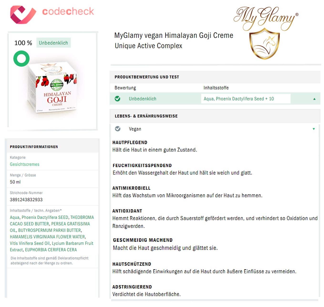 SET GOJI-BEEREN Serum + Gesichtscreme Vegan Hyaluronsäure 100% Naturkosmetik Anti Age Hautpflege (30ml+ 50ml)