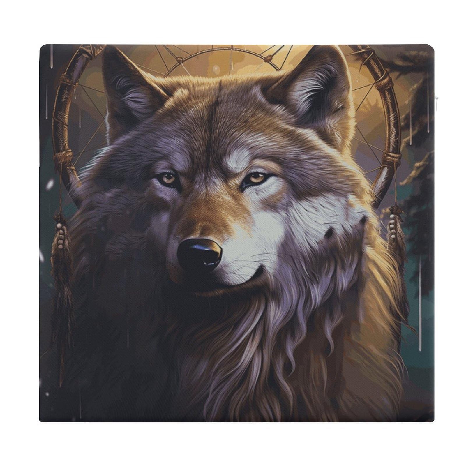 LDGSUPH Wolf and Dream Catcher Seat Cushion Office Chair Cushion Square Cushion Zabuton Soft Floor Cushion Cozy Couch Cushion Support Memory Foam Chair Pad for Home Travel Car