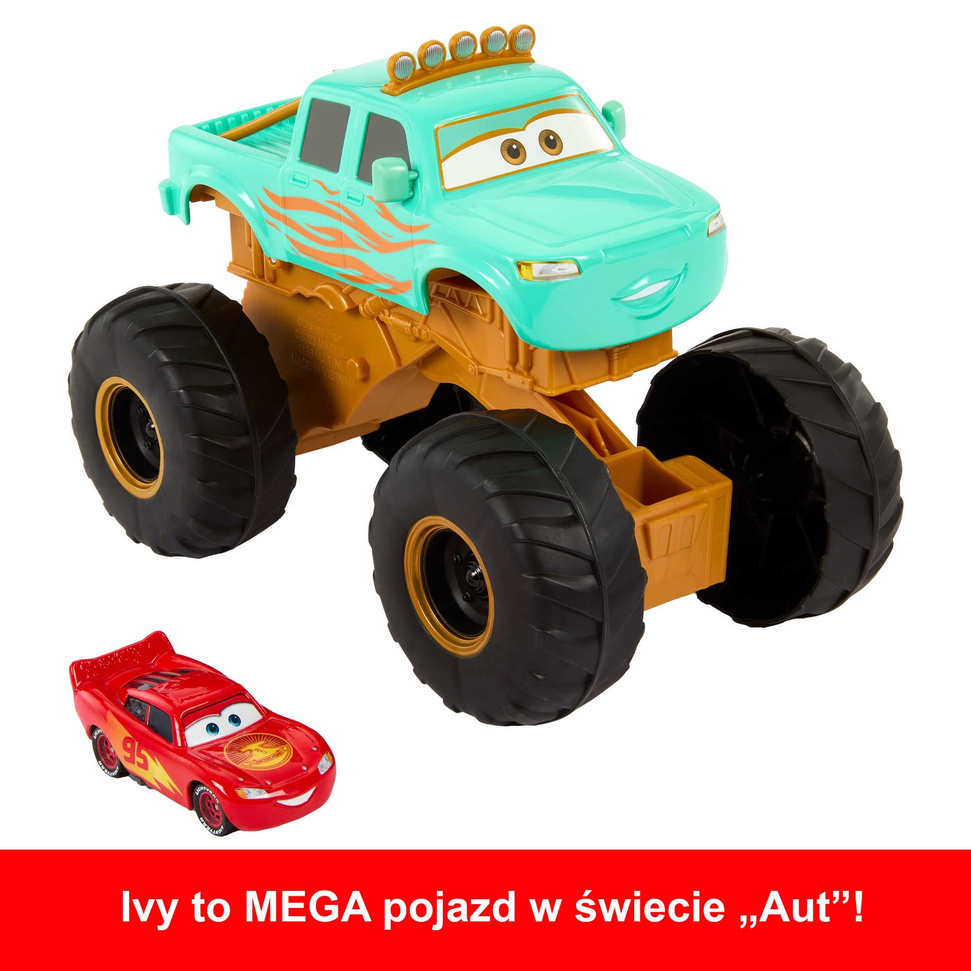 Mattel Disney Pixar Auta w trasie Ivy – Cyrkowe sztuczki, Pojazd kaskaderski, Monster Truck inspirowany serialem na Disney+ HMD76