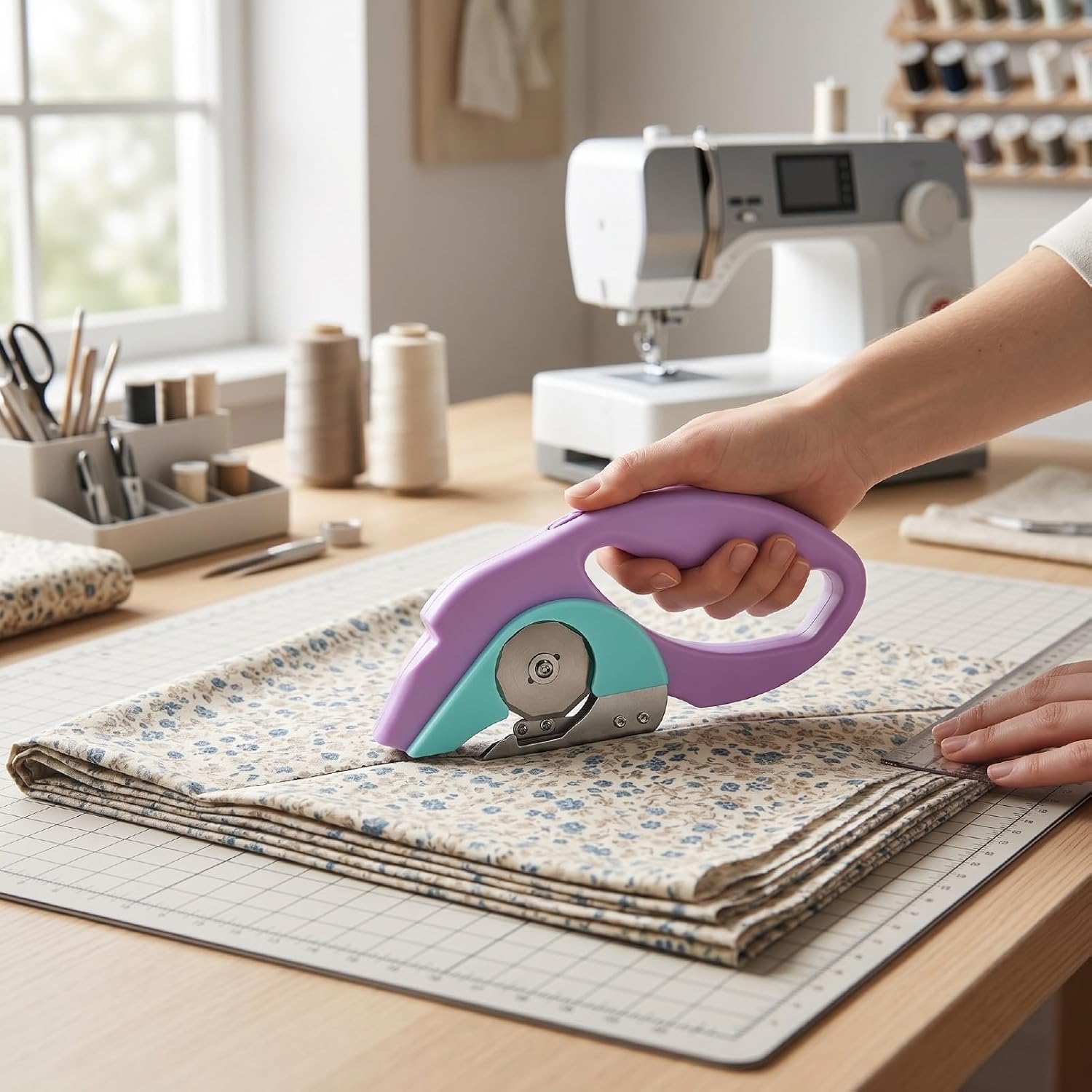 Fafeicy Cordless Electric Scissors USB Rechargeable High Speed Electric Rotary Cutter for Carpet Leather Paper Cloth Home DIY Sewing Room Shipping Department