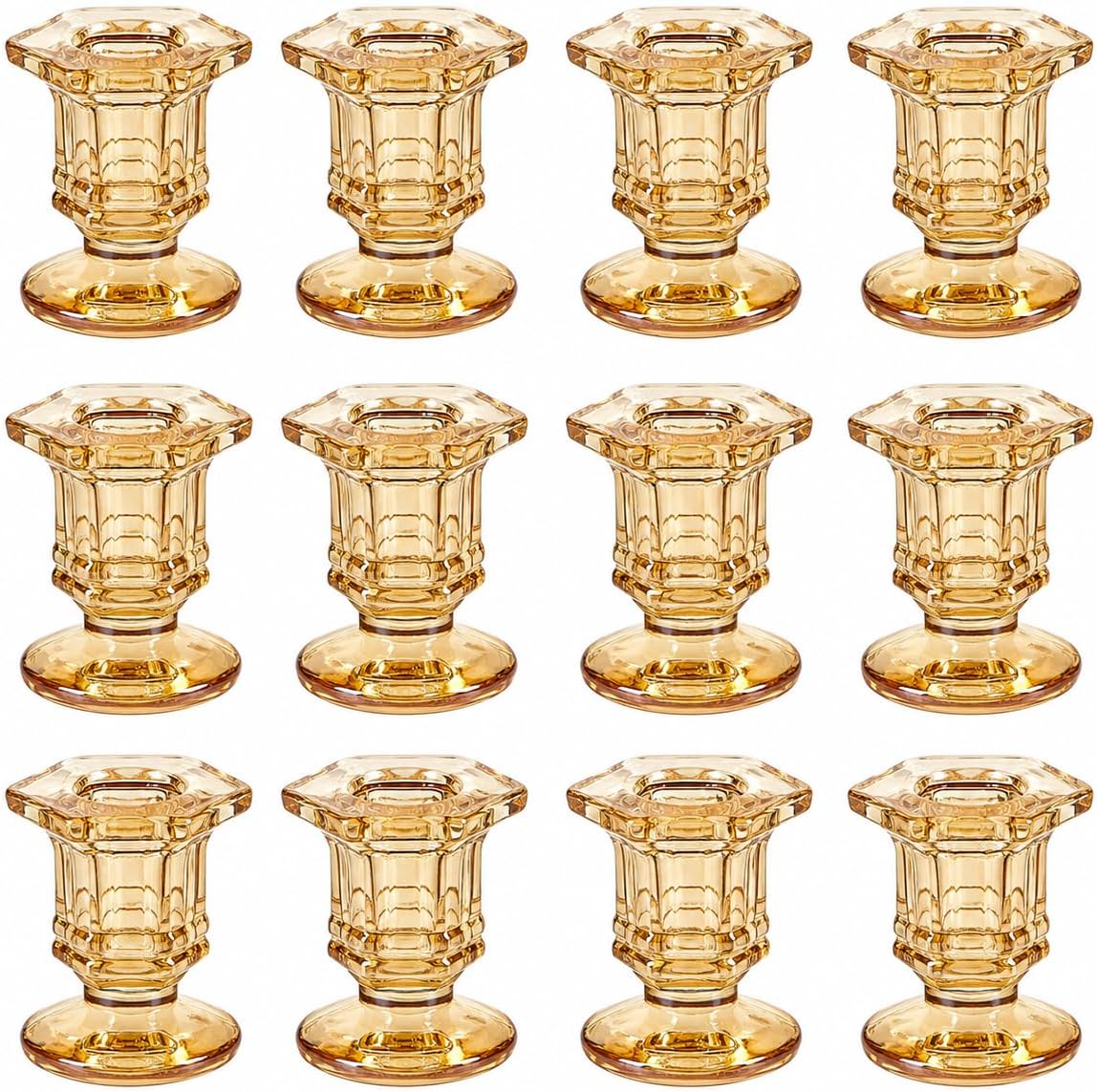 Lanttu 12 Pcs Gold Glass Candle Holders Set Candlestick Holders Bulk