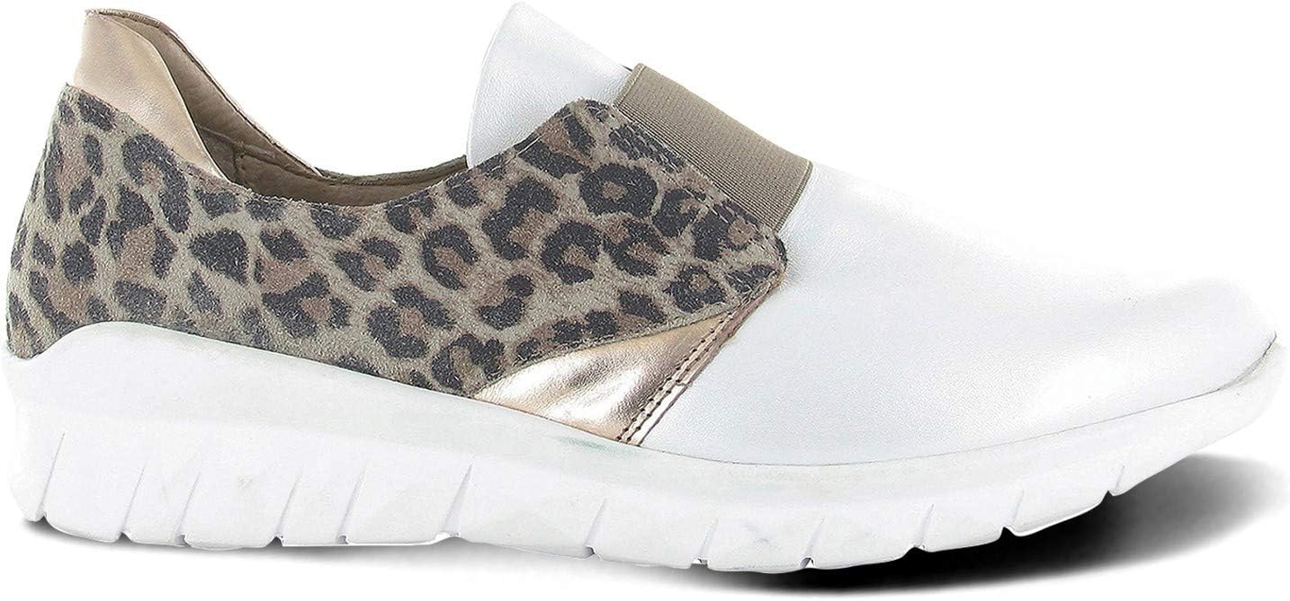 NAOT Women's Intrepid Sneaker White Lthr/Cheetah Suede Combo 11 M US