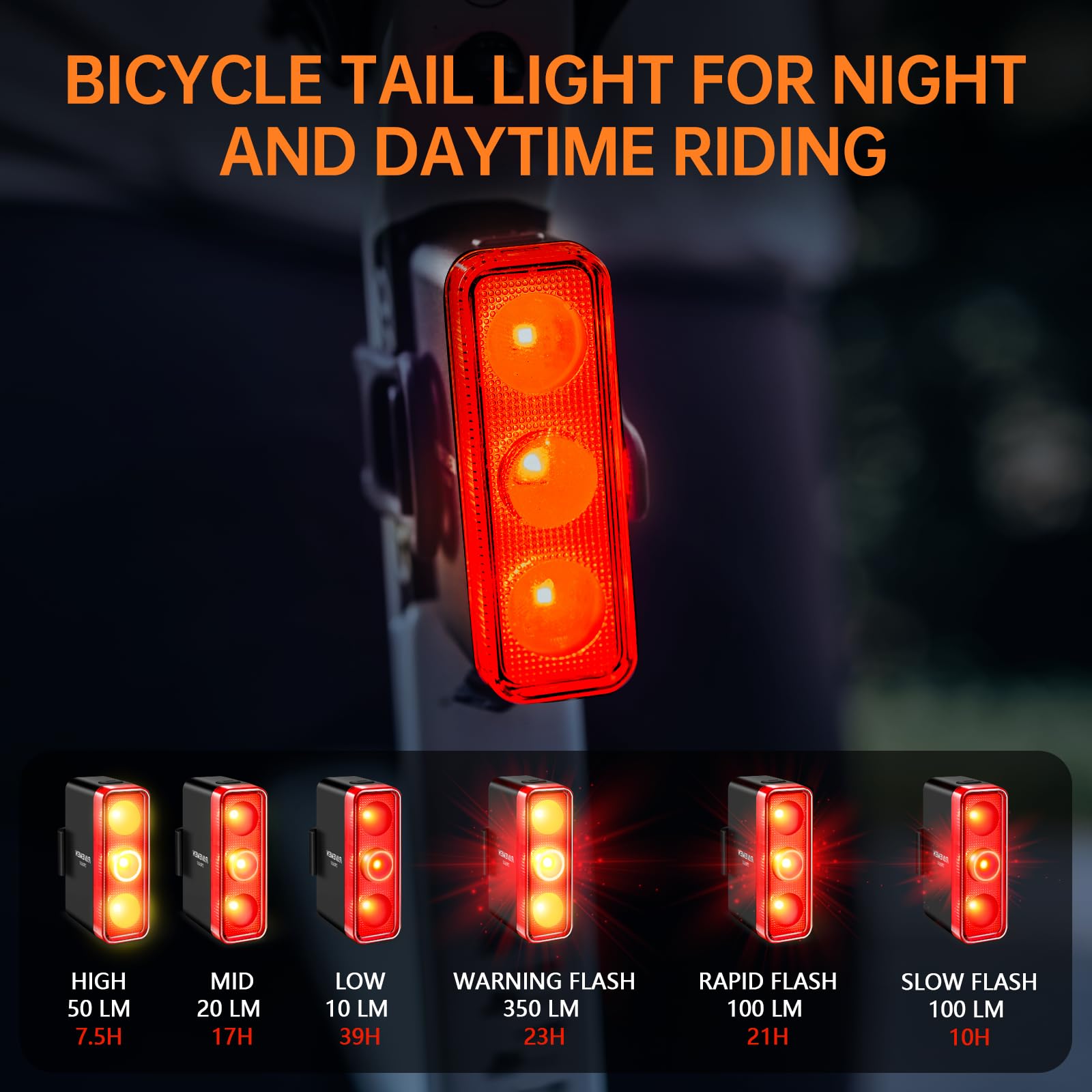 RAVEMEN TR350 350 Lumen Luce Posteriore Della Bici Luce Freno Luce Diurna Notte Visibile Posteriore Della Bici per Urban Riding