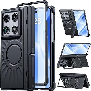 CENMASO Magnetic for Motorola Razr Fold 2026 Case with Stand, Fit for Magsafe, Hinge Protection, Screen Protector, Built-in Dual Hidden Kickstand, Slim Shockproof Case for Moto Razr Fold-Black