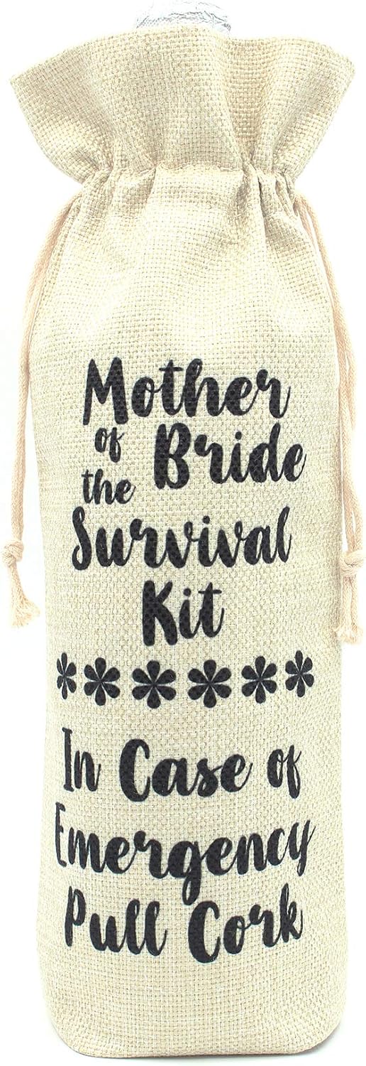 Sunalrt Gifts for Bride's Mother and Mother in law-Mother of the Bride Survival kit Wine bottle bags-Cotton linen Drawstring Wine bags