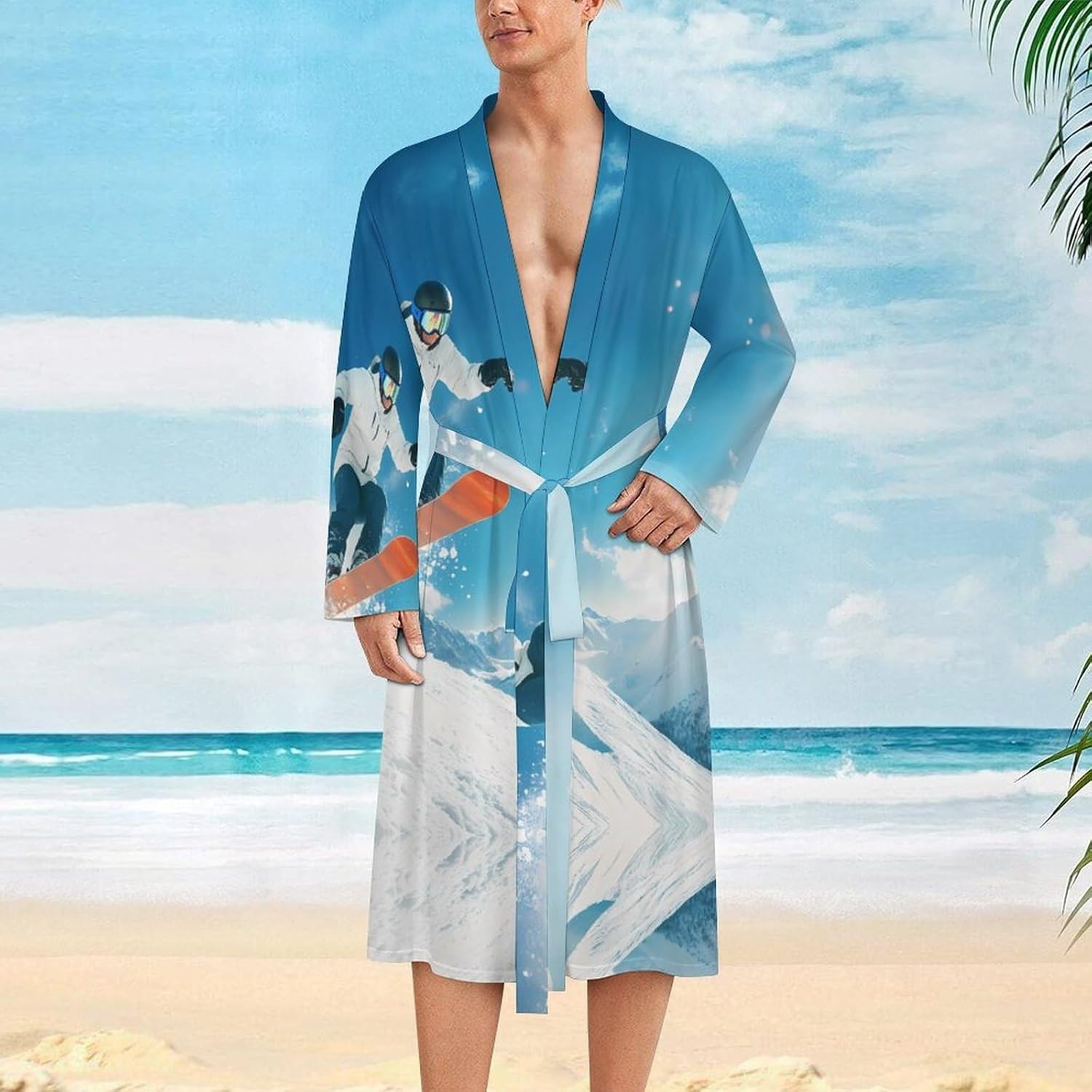 Cool Snowboarding Snowboarder Mens Robe Long Bathrobe for Women Bath Robes Lightweight Soft Printed Sleepwear