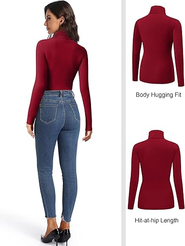 Miniatura 3 de HOPLYNN Paquete de 3 camisetas de cuello alto para mujer, de manga larga, sin botones, de capa base, cuello de tortuga