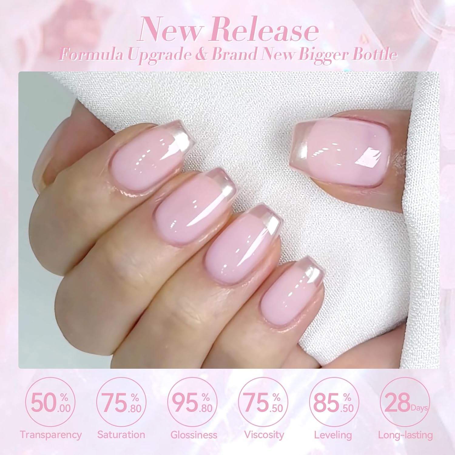 Born Pretty Jelly Soft Mist Pink Purple Gel Nail Polish,Sheer Translucent image 4