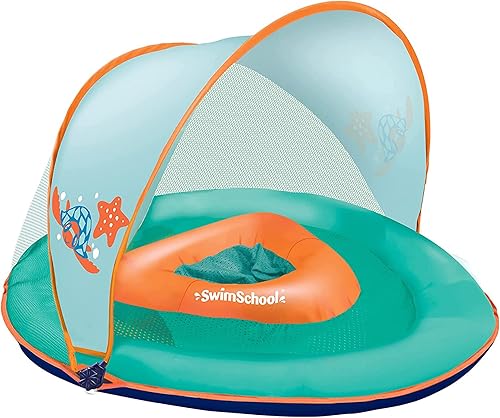 Vista 26 de SwimSchool Infant Baby Pool Floats, Free Swimming, Super Buoyant – Ages 6-24 Months – Multiple Colors/Styles – Adjustable Canopies and Seats, Splash