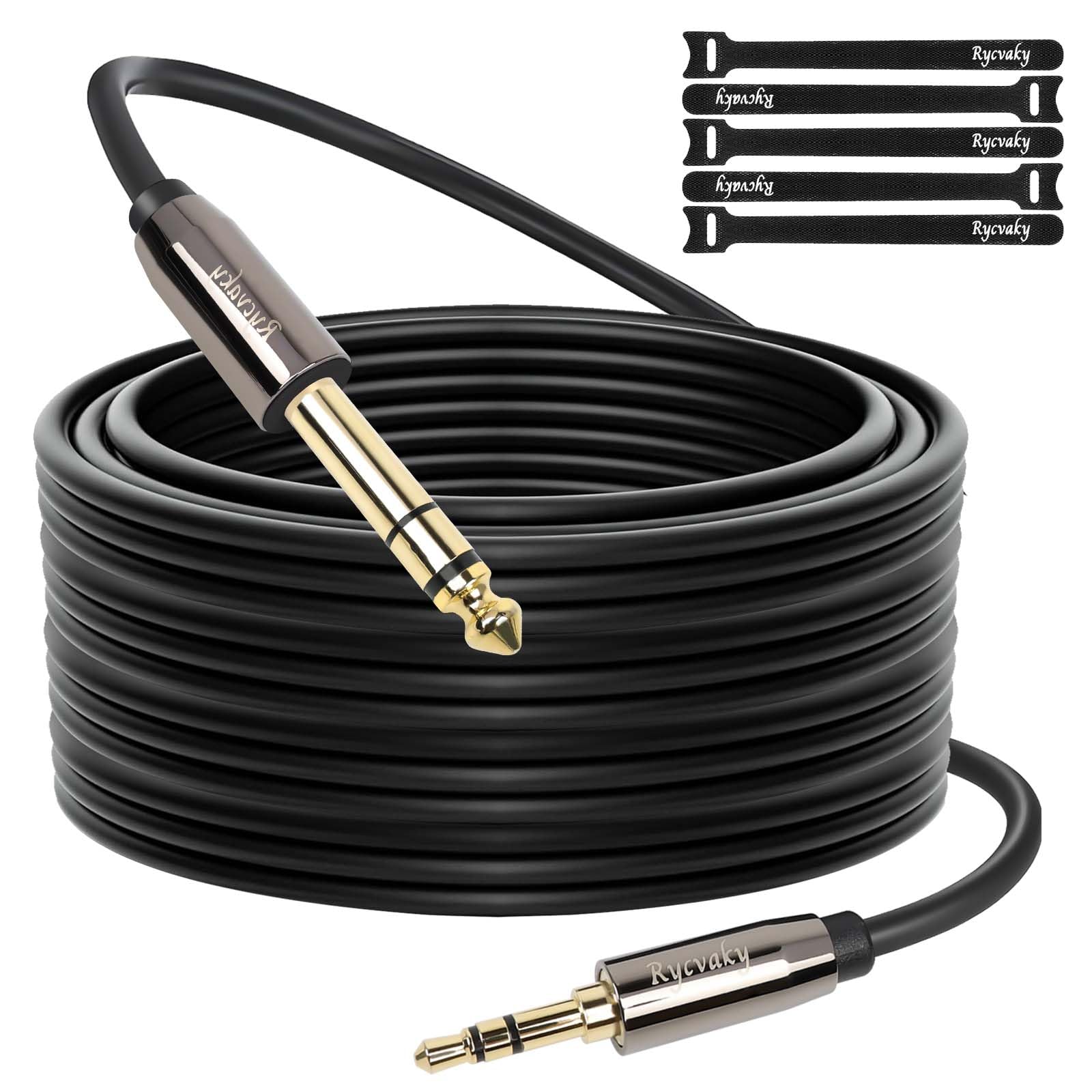 Cavo di prolunga audio stereo AUX da 3,5 mm a 6,35 mm, maschio da 6,35 cm a maschio 3,5 1/8", cavo audio stereo TRS per chitarra, cuffie, dispositivi home theater, smartphone, connettori placcati oro