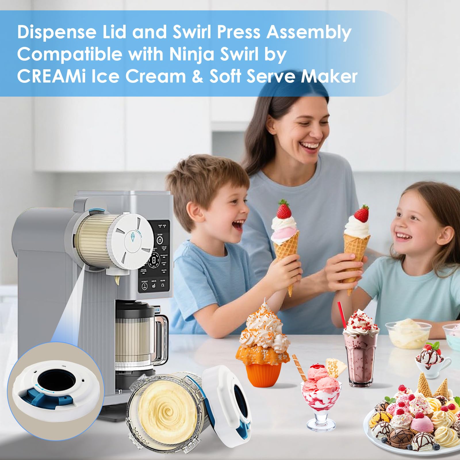 NANOBABY Spenderdeckel Ersatz Für Ninja Creami Swirl NC700 Serie - BPA-frei