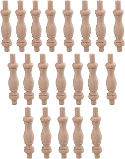 Mxfans 20pcs Decorative Art Wood Spindle Unfinished Wood Craft Spindles 84x18mm