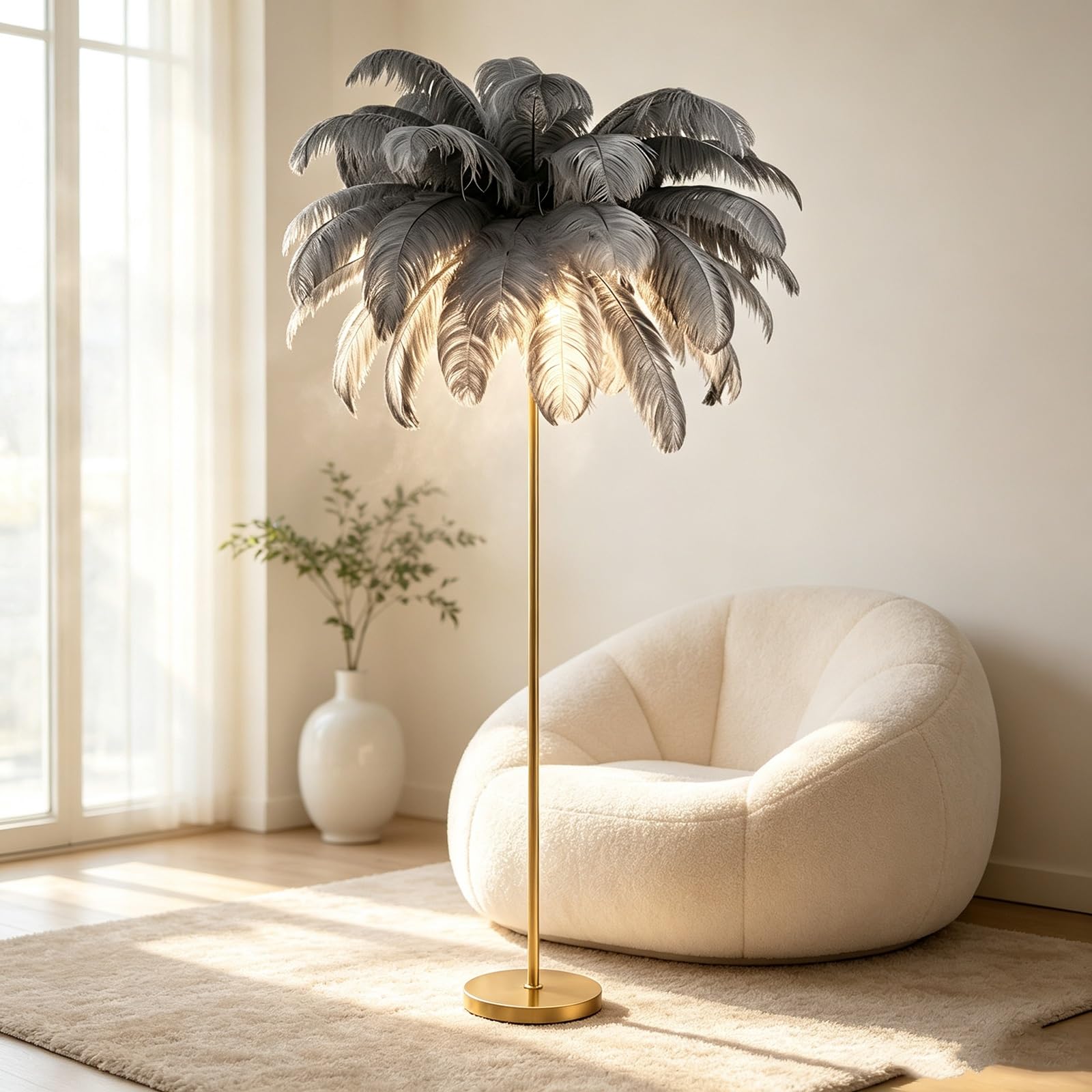 LCNDKF Ambient Feather Floor Standing Lamp Integrated LED