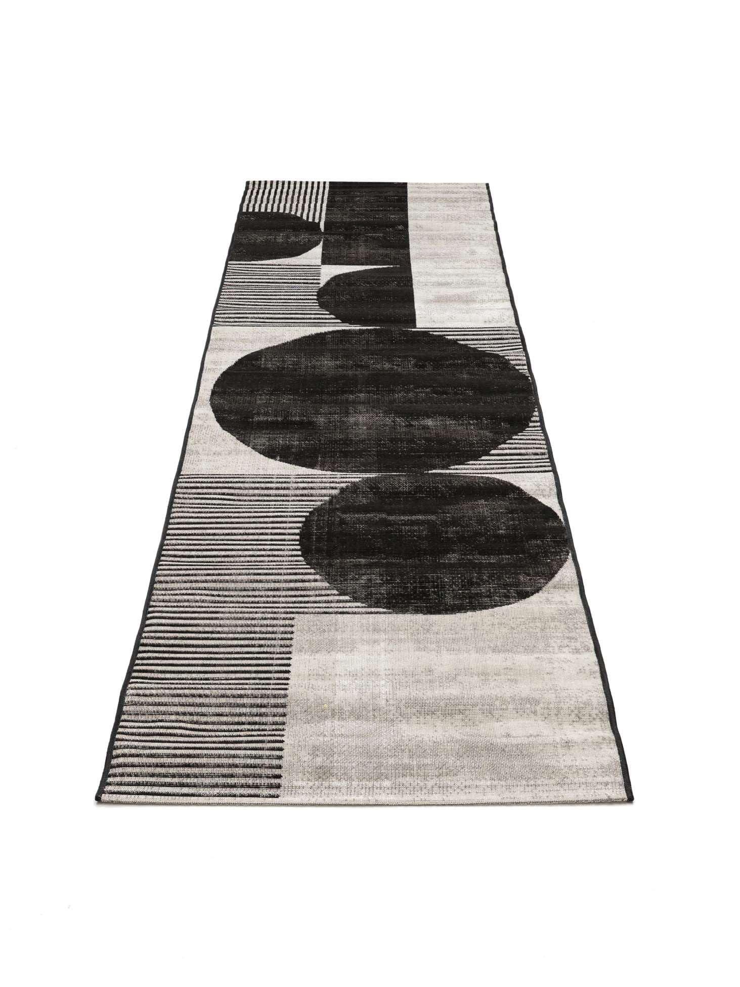 RugVista Deco Alfombra, 100 x 400 cm, Negro/Off Blanco | Modernas, Rectangular, Pelo corto, Limpieza en seco, Oeko-Tex 100