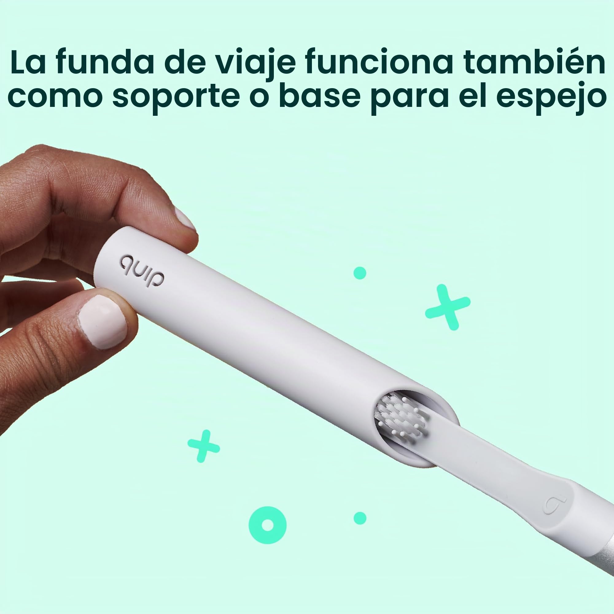 Quip Cepillo de dientes sónico para adultos, cepillo de dientes eléctrico temporizado con tapa, cabezal de cepillo reemplazable, cerdas suaves, mango de plástico, duración de la batería de 3 meses,