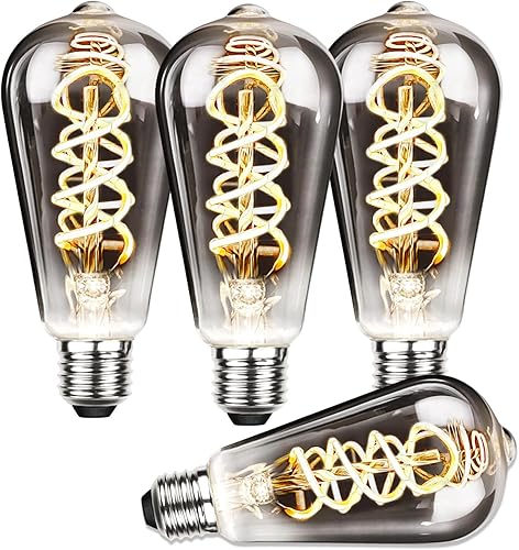Bombillas LED Edison ST64 vintage equivalentes a 60 W, regulables, 3000 K, blanco cálido, gris ahumado, base E26, filamento LED de 6 W, bombillas de