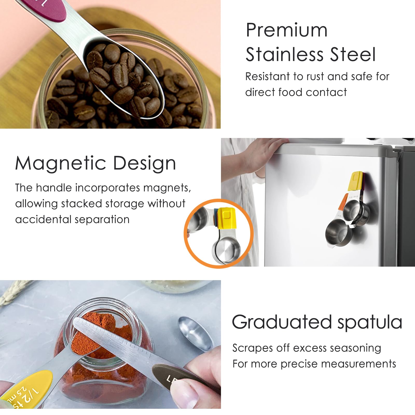 Amazon | 磁気計量カップとスプーン16個セット、N52最強マグネット