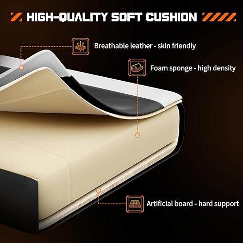 Miniatura 7 de DUMOS Silla ergonómica de escritorio de oficina para juegos con reposapiés, silla giratoria de 360 de altura ajustable con reposacabezas y soporte