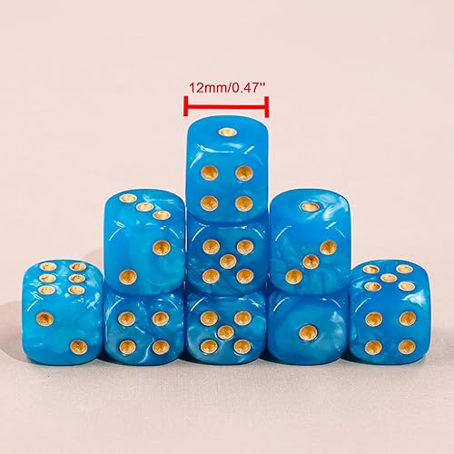 Miniatura 208 de Juego de 36 dados mini de 0.472 in, 6 caras, juego de dados con patrón de perlas, 6 dados estándar para Yahtzee, Bunco o enseñanza de matemáticas