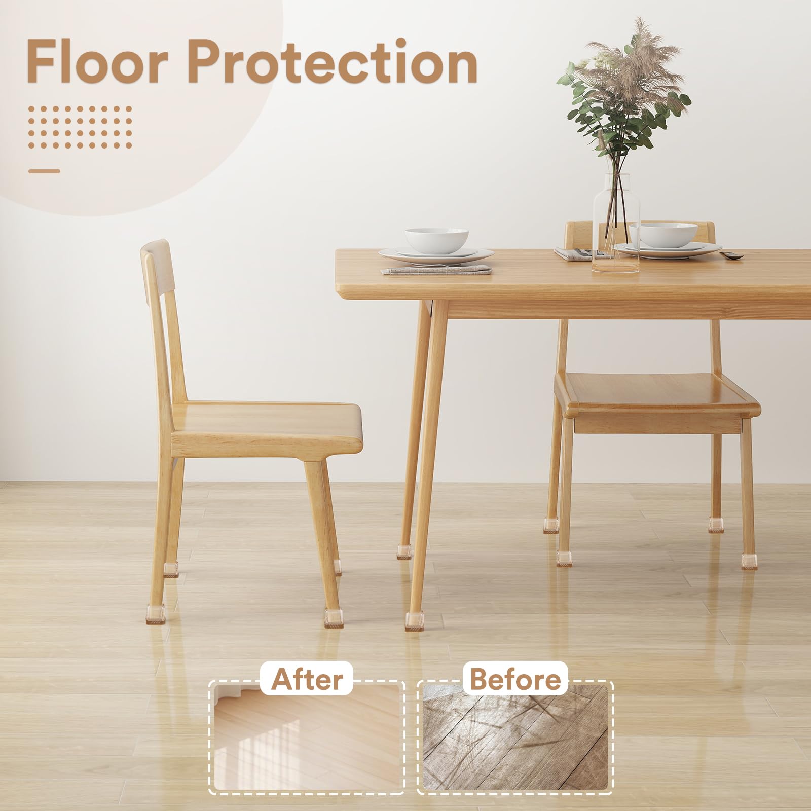 35 Patins De Protection Pour Pieds De Chaise Carrés – Baipok, Transparents, Anti-rayures