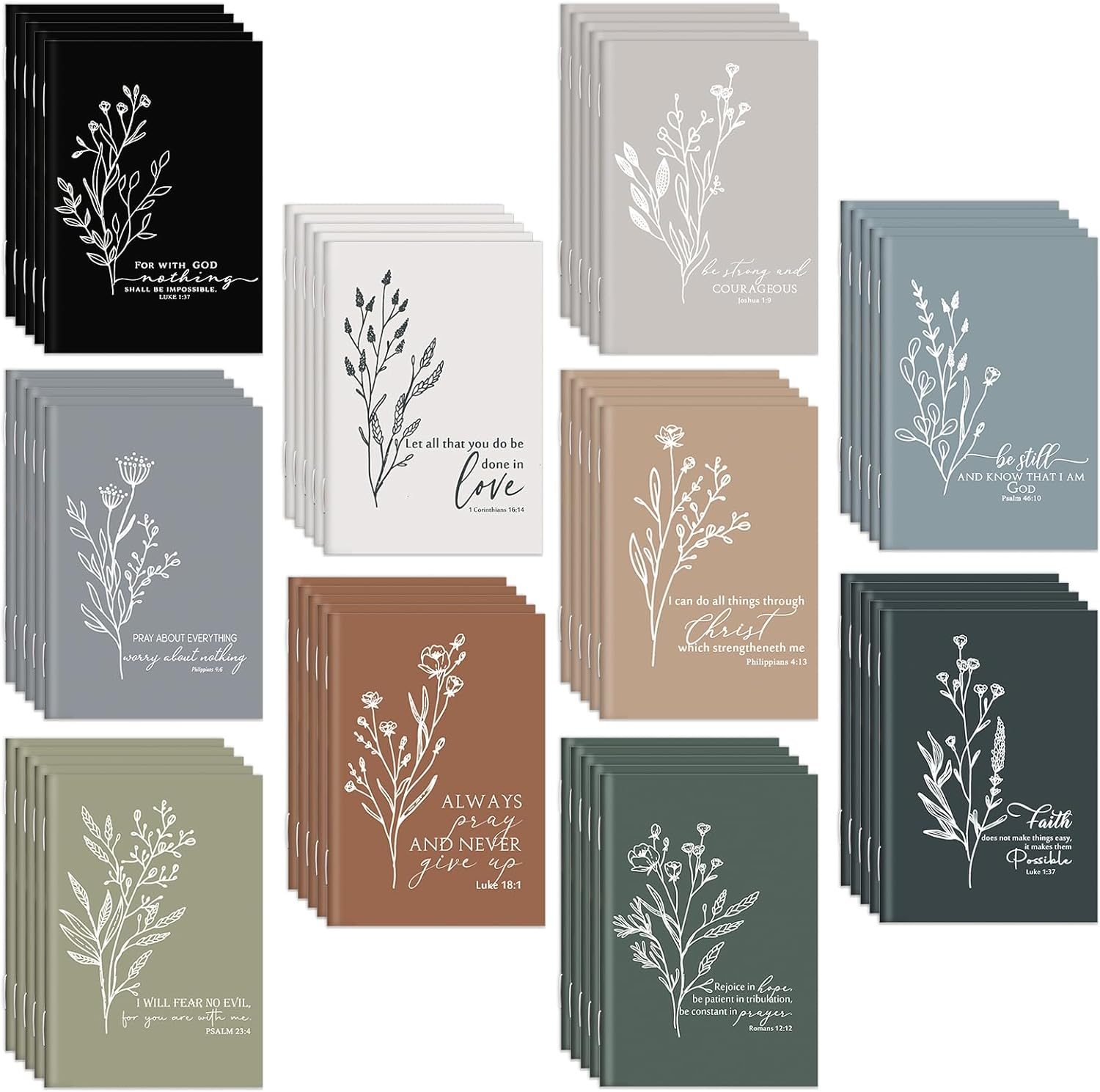 Kosiz 50 Pcs Bible Verse Mini Notepads Bulk Aesthetic Small Christian Notebooks Religious Notebook Journal for Church Sunday School Teacher Coworkers Appreciation Gifts