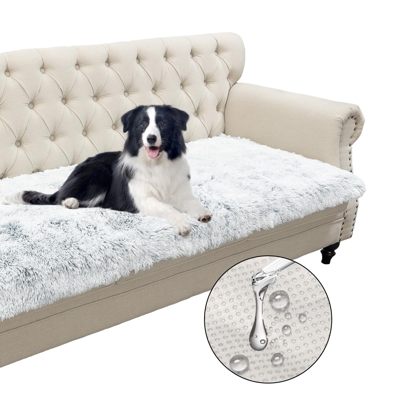 dogs/cats bed mats, dog pad washable removable couch cover with anti-slip back, plush long fur mat, perfect for small, medium and large dogs.(magic gray, 30"x70")
