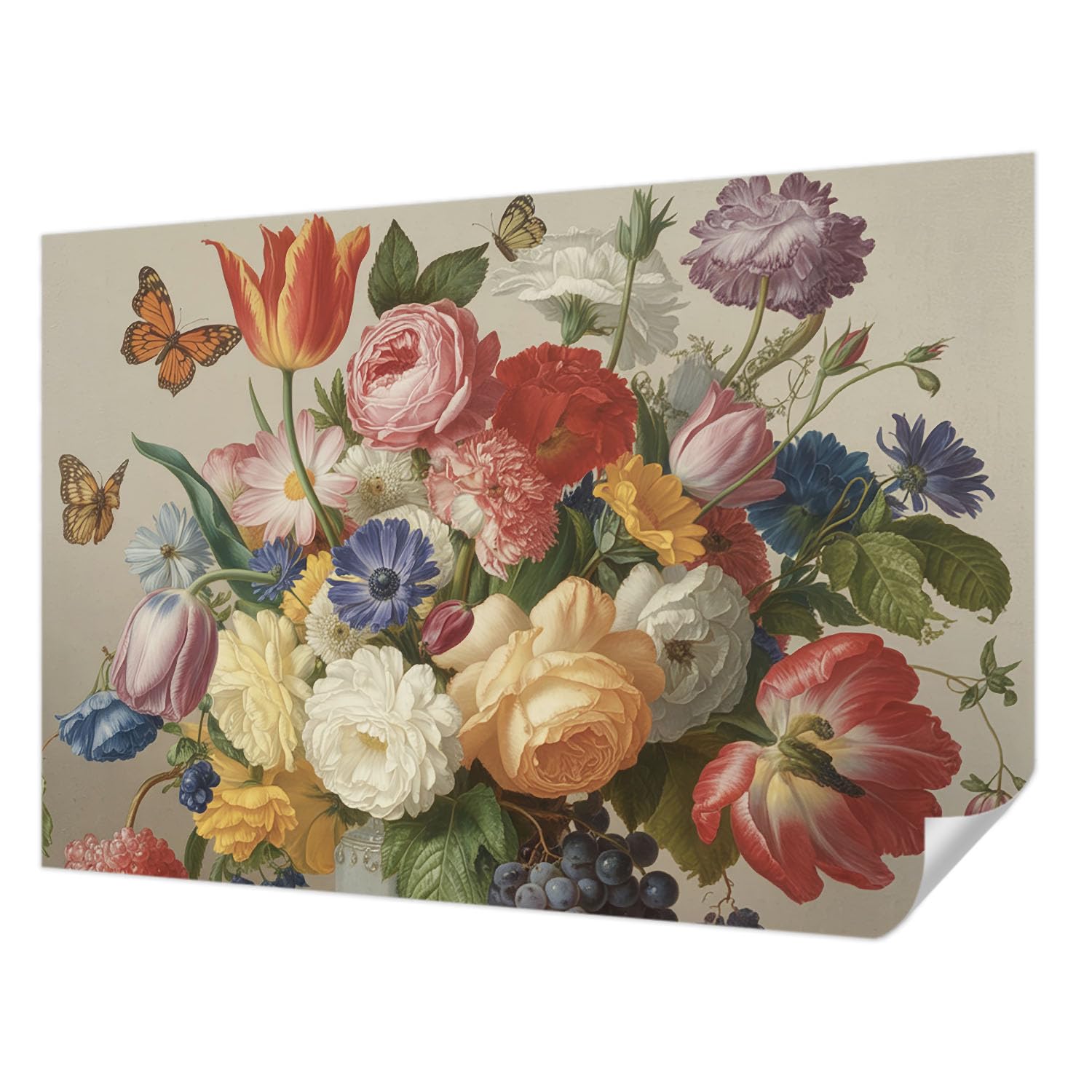 Papel tapiz flores y mariposas 152x104 cm decoración de pared fotomural autoadhesivo