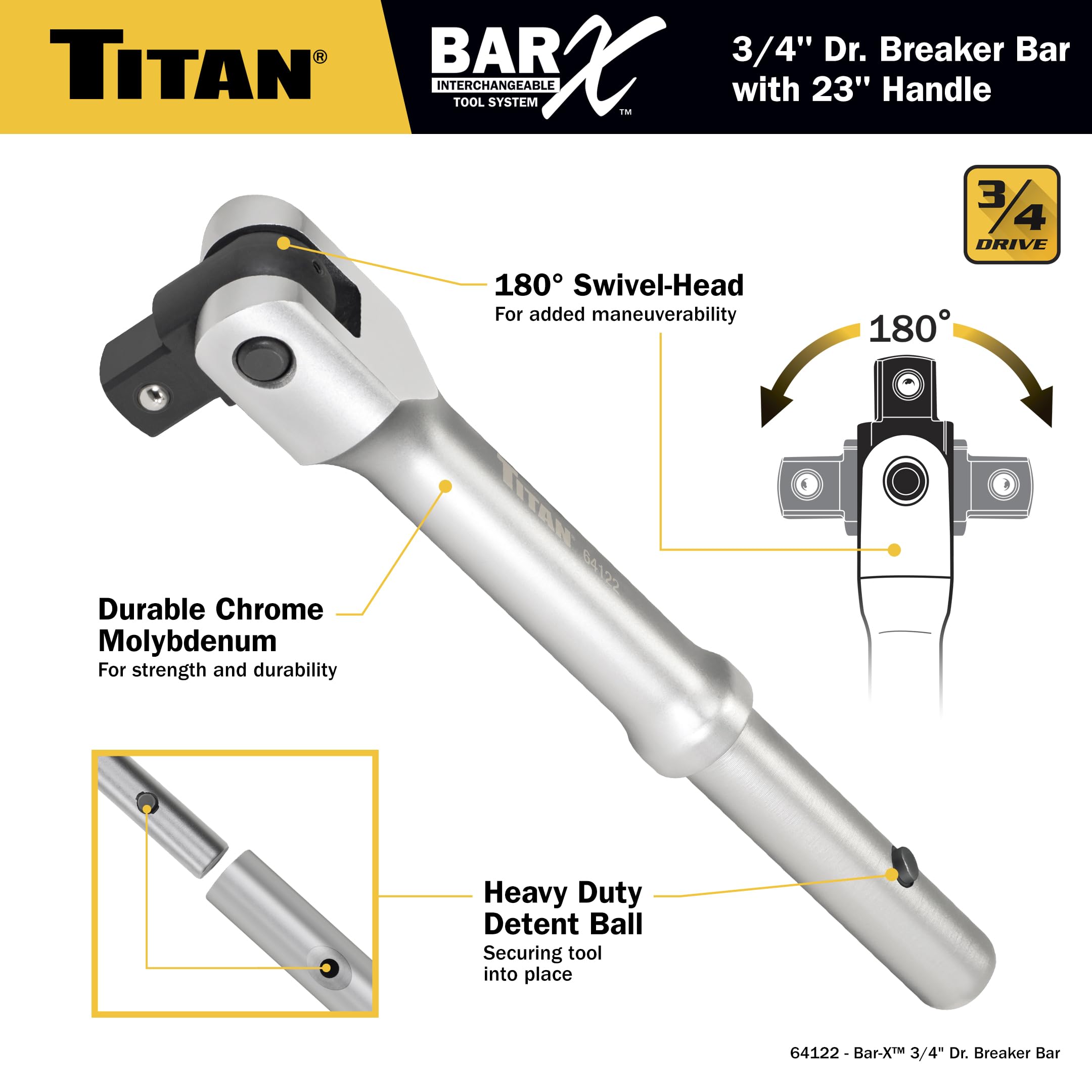 Titan Bar-X 3/4" Drive Ratchet Head -3