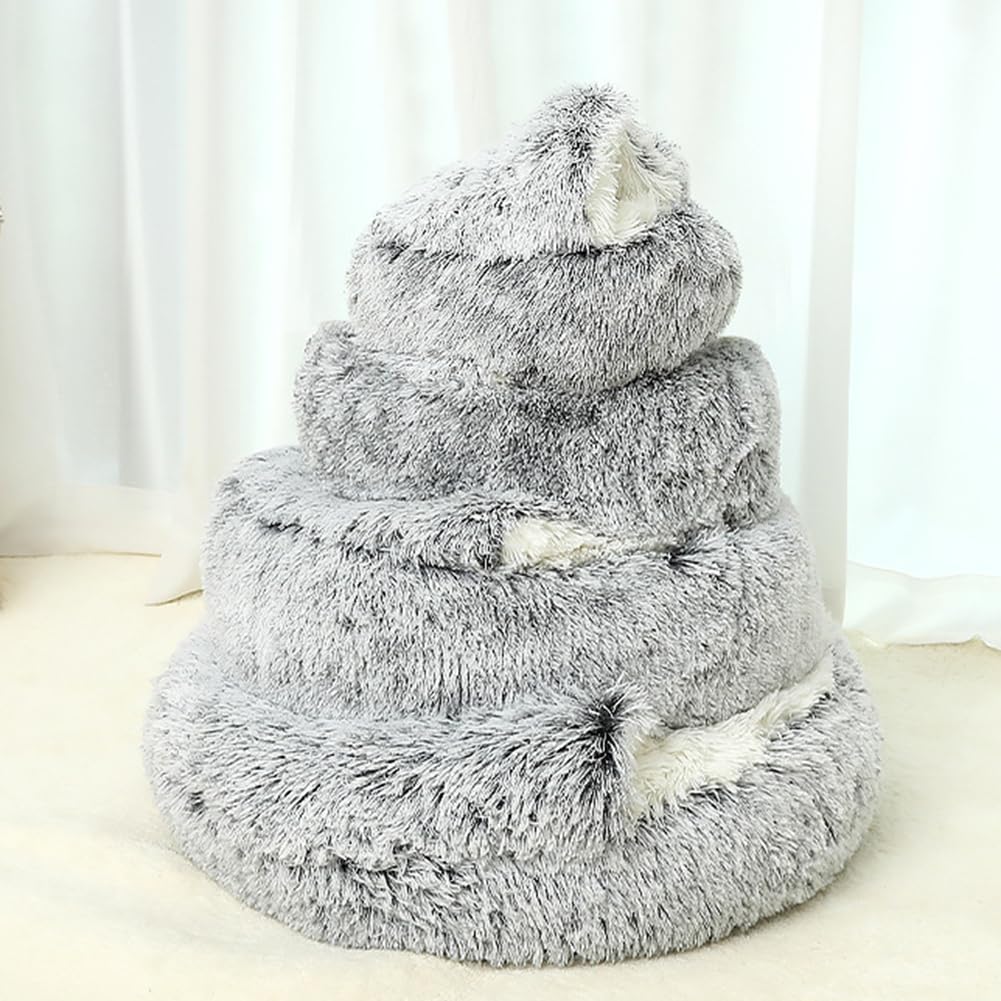 Katzenkorb, Flauschiges Plüsch-Katzenbett, für mittelgroße und kleine Hunde, waschbar, Anti-Angst-Haustierbett, Hundebett mit Rutschfester und Wasserdichter Boden,Pink 1 Kurzer Plüsch,120 CM（<40KG)