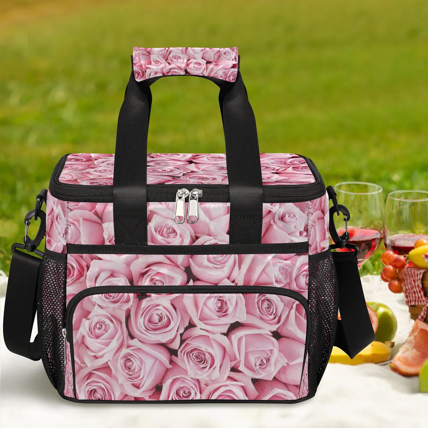 Große Lunchtasche mit Blumenmuster, für Erwachsene, Herren, Damen, Kinder, Mädchen, Jungen, isolierte Lunchbox, Kühltasche, Kühltasche, Kühltasche, Kühltasche für Arbeit, Picknick, Grillen