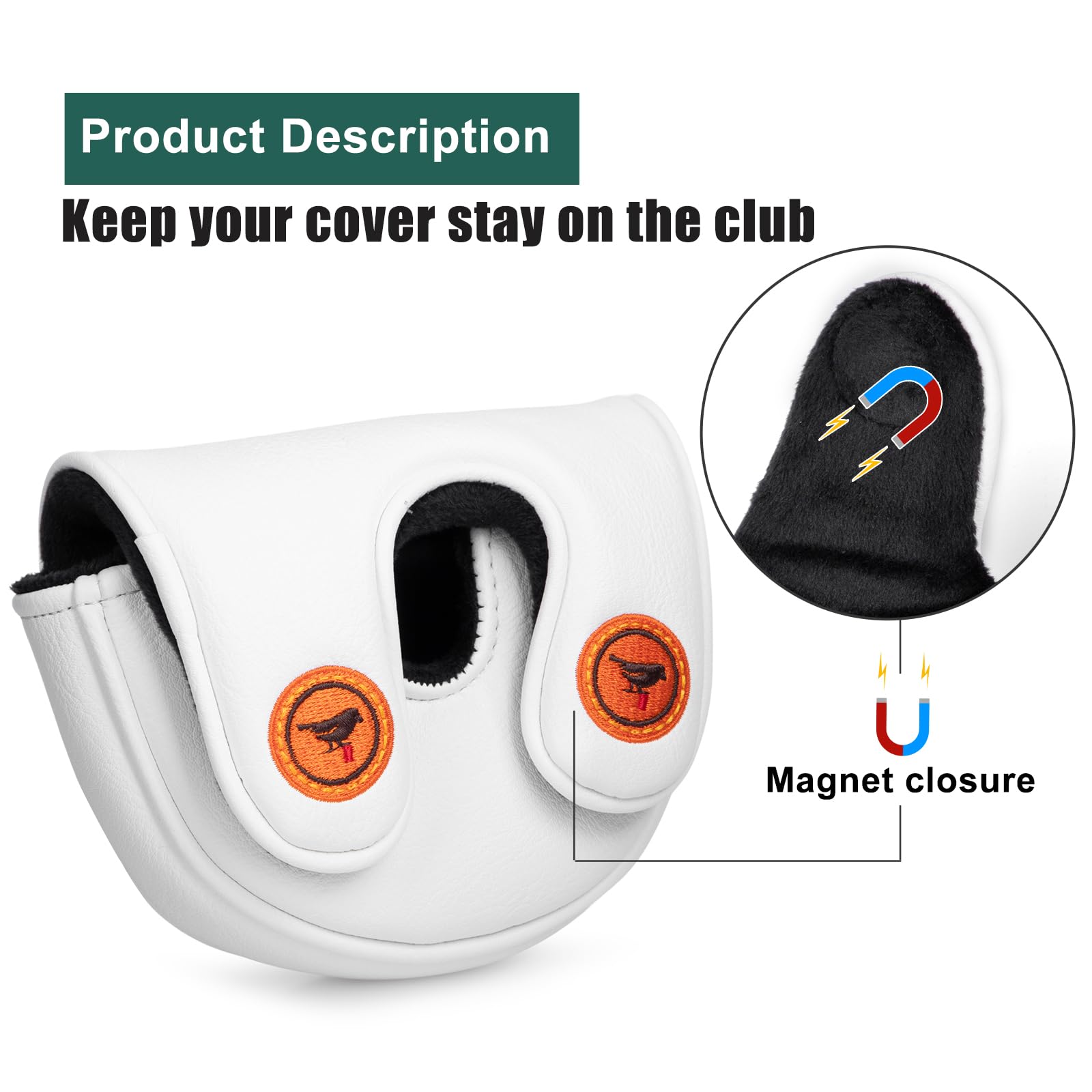Golf Headcovers Golf Driver Fairway Hybrid Head Cover Golf Blade Mallet Putter Cover Birdie Design Premium Leather Waterproof Driver Fairway(FW) Wood Hybrid(UT) with Number Tags