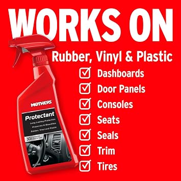 Mothers Protectant, 24 oz. Long-Lasting UV Protection for Rubber, Vinyl & Plastic, Shields Dash, Trim, Bumpers & Tires from Fading, Cracking & Drying, Restores a Clean OEM Finish (05324)