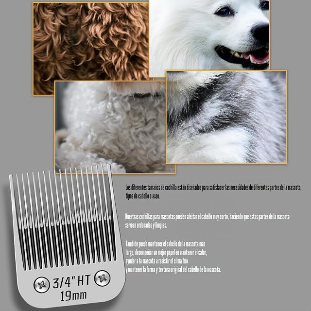 Foto 4 de 6 de YAZIYIR Cuchillas de acero inoxidable extraíbles de 3/4HT para el aseo de perros