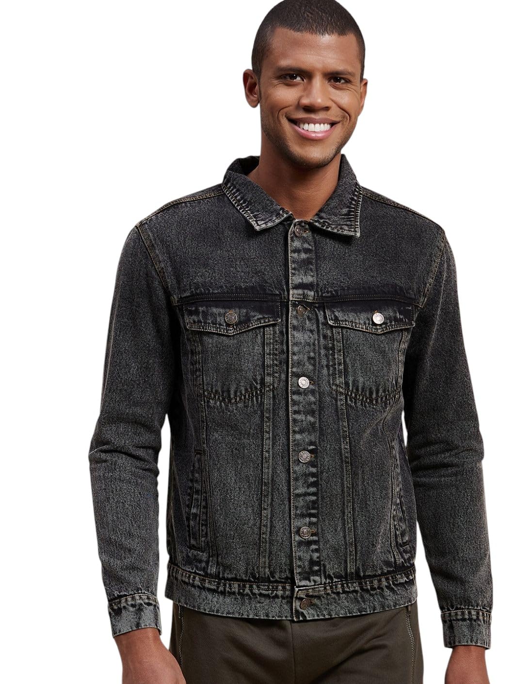 Buy MASCLN SASSAFRAS Black Washed Denim Jacket at Amazon.in