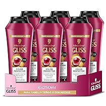 Schwarzkopf Gliss Color Perfector Shampoo Ravviva Colore, 6 confezioni da 250ml, Shampoo capelli colorati con Complesso Ialuronico+Estratto di Mirtillo Rosso, Prodotti per capelli colorati e schiariti