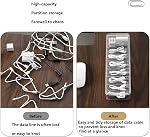 Boîte de gestion de câble de données claire avec 8 Compartiments et couverture,Cord d'alimentation en plastique transparent USB Conteneur chargeur,Accessoires électroniques Petits objets Housse de rangement pour tiroir de bureau