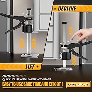 Mtnte Labor Saving Arm Jack Handle 12 in Furniture Jack Drywall Lift for Wall Tile Locator, Multi Function Height Adjustment, Door Panel, Lever Arm Tool Board Weight 330lb, Lift Range 6.7In