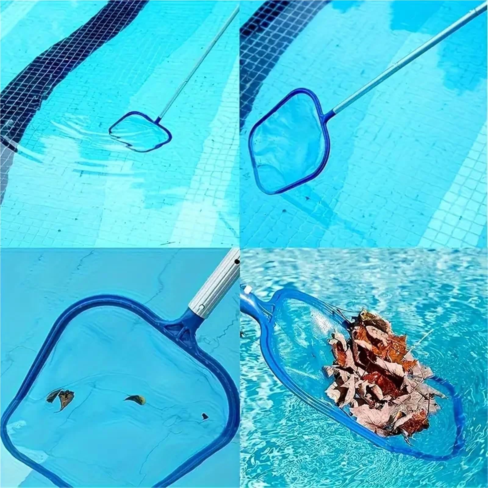 Cepillo De Piscina Kit de Limpieza Piscinas 3 Piezas | Poste de aluminio de 5 secciones con desnatador de hojas y cepillo for piscina