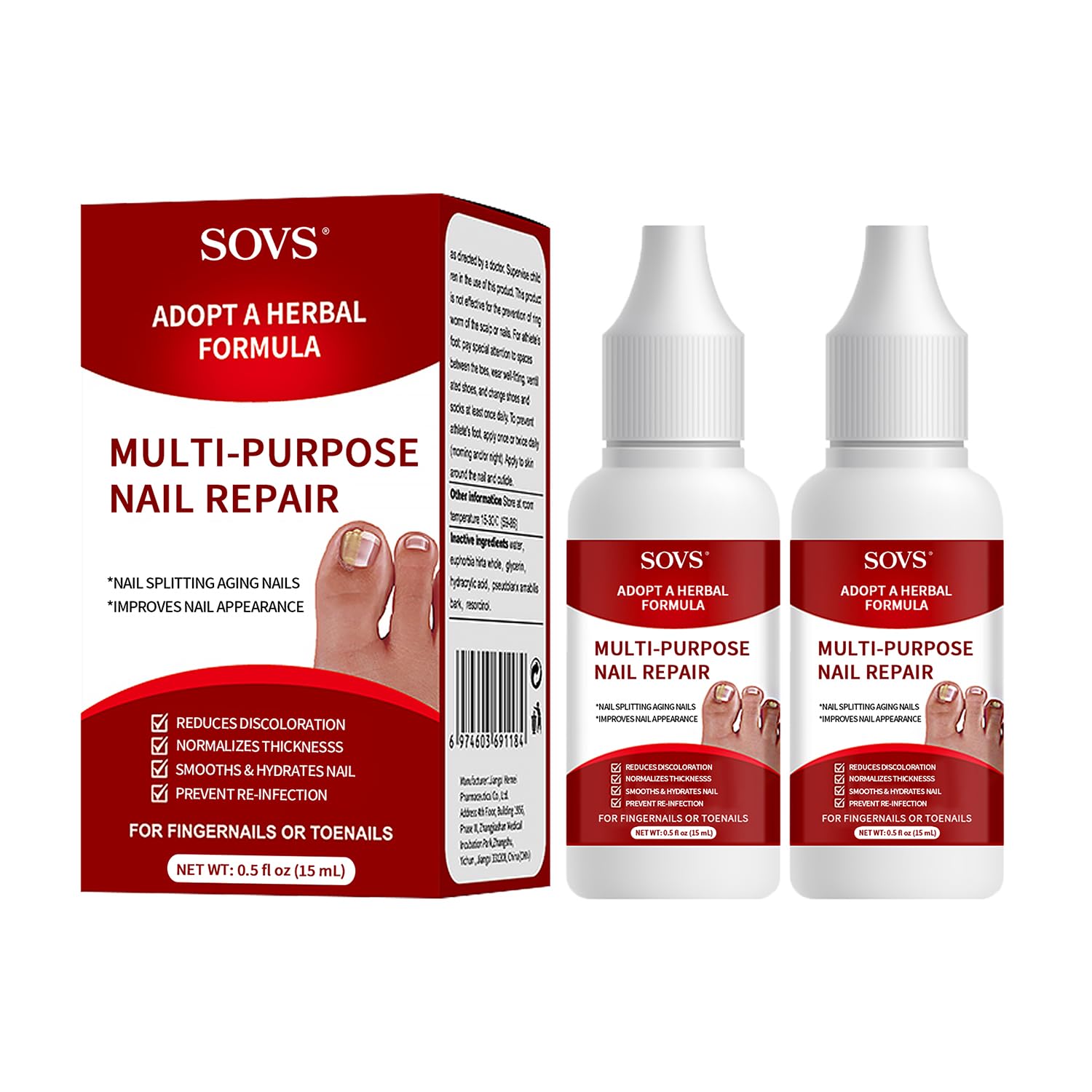 Toenail Treatment,Gentle Formula, Effectively Improves Nails for a More Beautiful Appearance（2pcs）