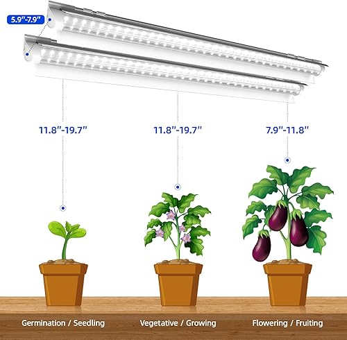 Miniatura 5 de Barrina Luces de cultivo para plantas de interior, 3 pies 5000 K luz diurna blanca de espectro completo, 180 W (6 x 30 W, equivalente a 1000 W),