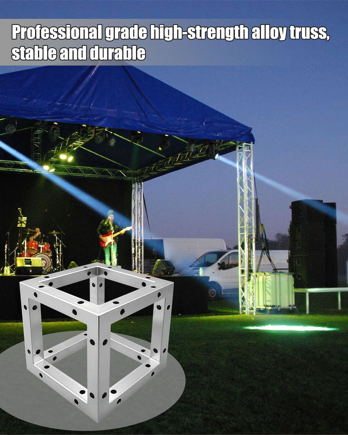 8" x 8" Aluminum Square Truss Corner Box, 6-Way Professional Grade High-Strength Alloy Trussing Box with 16 Sets M10 Bolts Fits All Major Truss Systems, Assembly for Stage Concert Event Setup