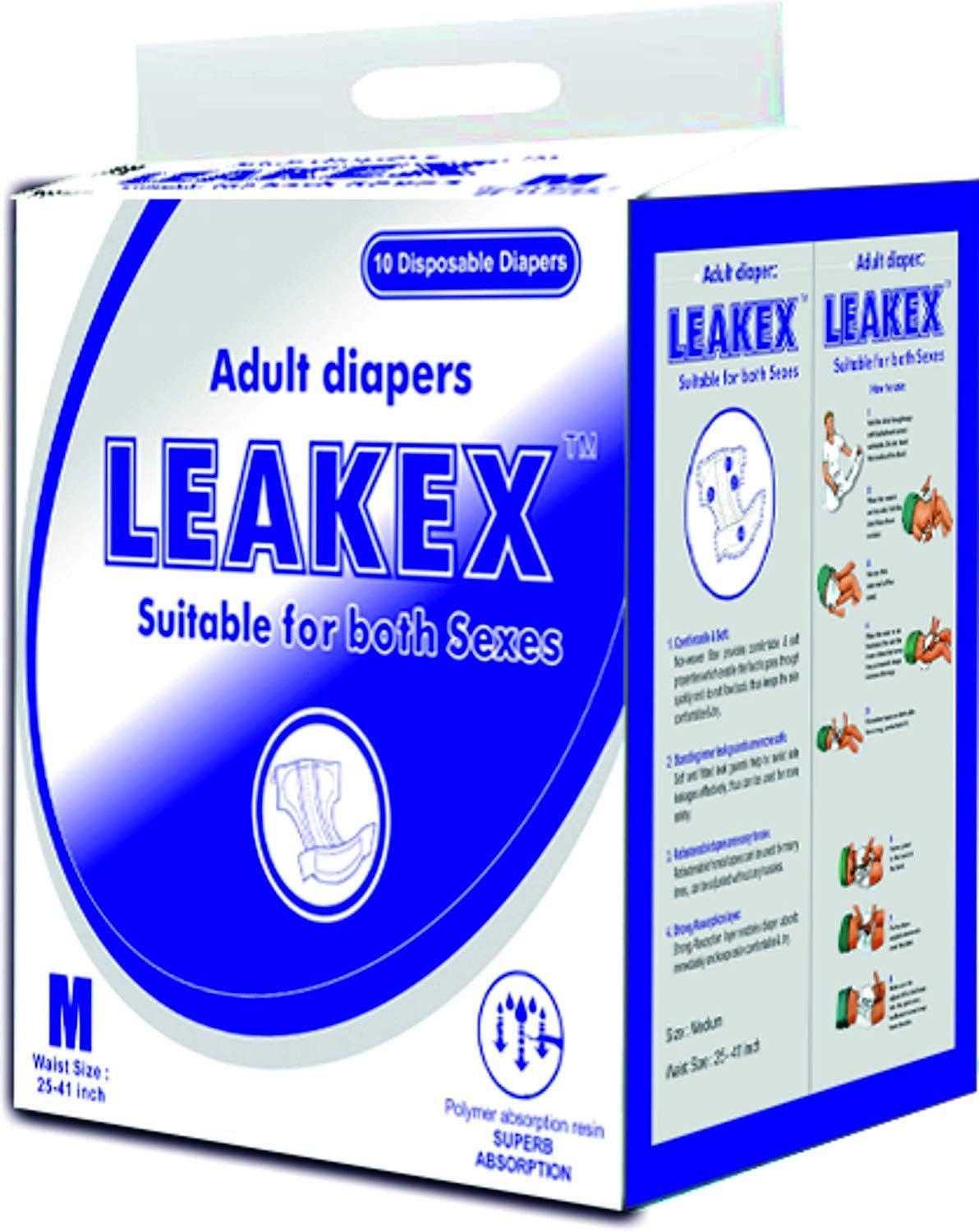 High Absorbency Senior Incontinence Diaper For Adult Unisex Medium Size/M (Waist Size:- 25"- 41" Inch, Combo 1)