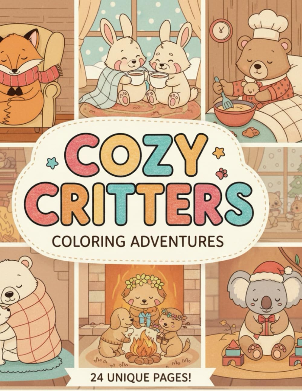 Cozy Critters: Cute animal coloring book for kids