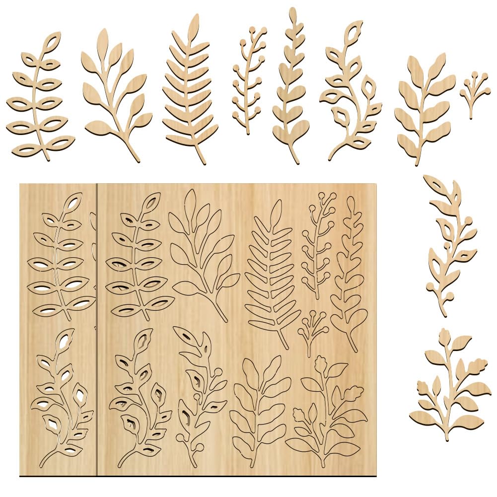 Siluetas de hojas de madera BENECREAT sin astillas para scrapbooking limpio y tarjetería creativa