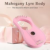 Vista 2 de Lyre Harp VANPHY Arpa de lira 7 cuerdas, cuerpo de caoba, cuerda de metal para arpas principiantes, estilo clásico, instrumento de arpa con llave