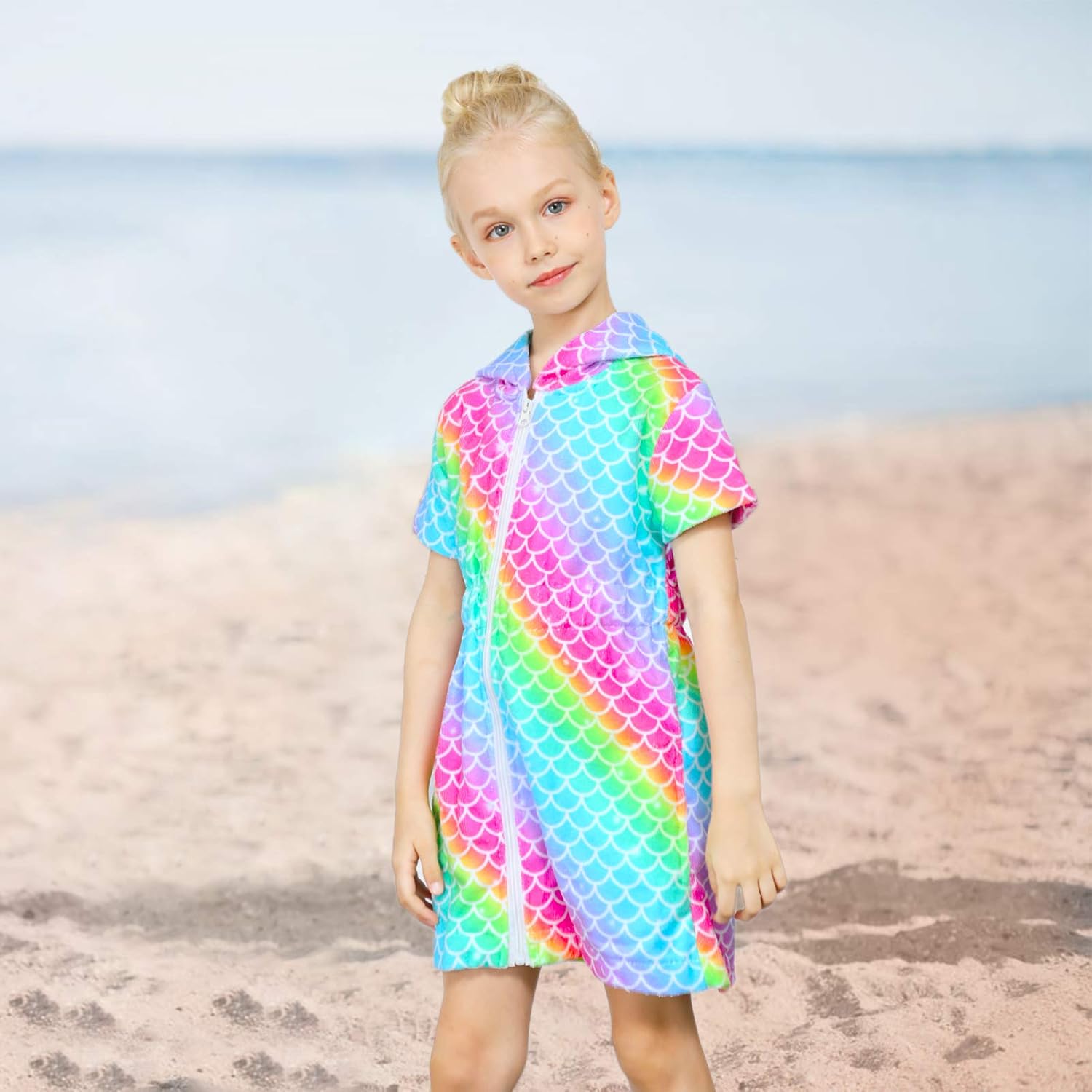 PASHOP Swim Cover Ups for Girls Terry Cover Up Swimwear Hoodie Zipper Cover-up: Clothing, Shoes & Jewelry