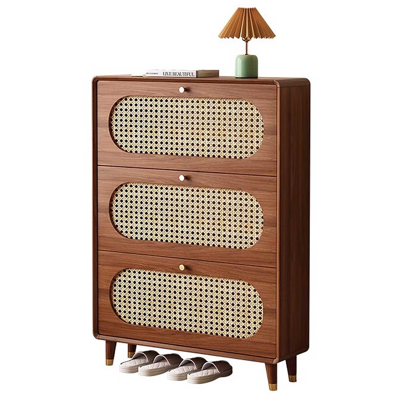 Meuble de rangement en rotin pour entrée accueillante et couloir rangé