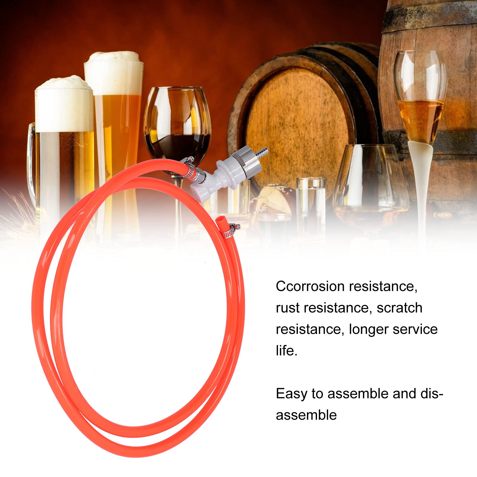 Ausla Ball Lock Gas Line Assembly Kit, 1.7M Ball Lock Beer Line con 5/16in Carbonation Cap Beer Keg Accessori per Home Brewing System